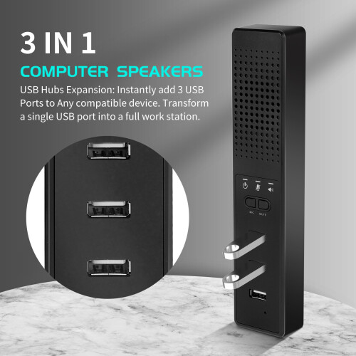 3-in-1 computerluidsprekers met microfoon en hubs USB-conferentieluidspreker, pc-microfoon voor video 2