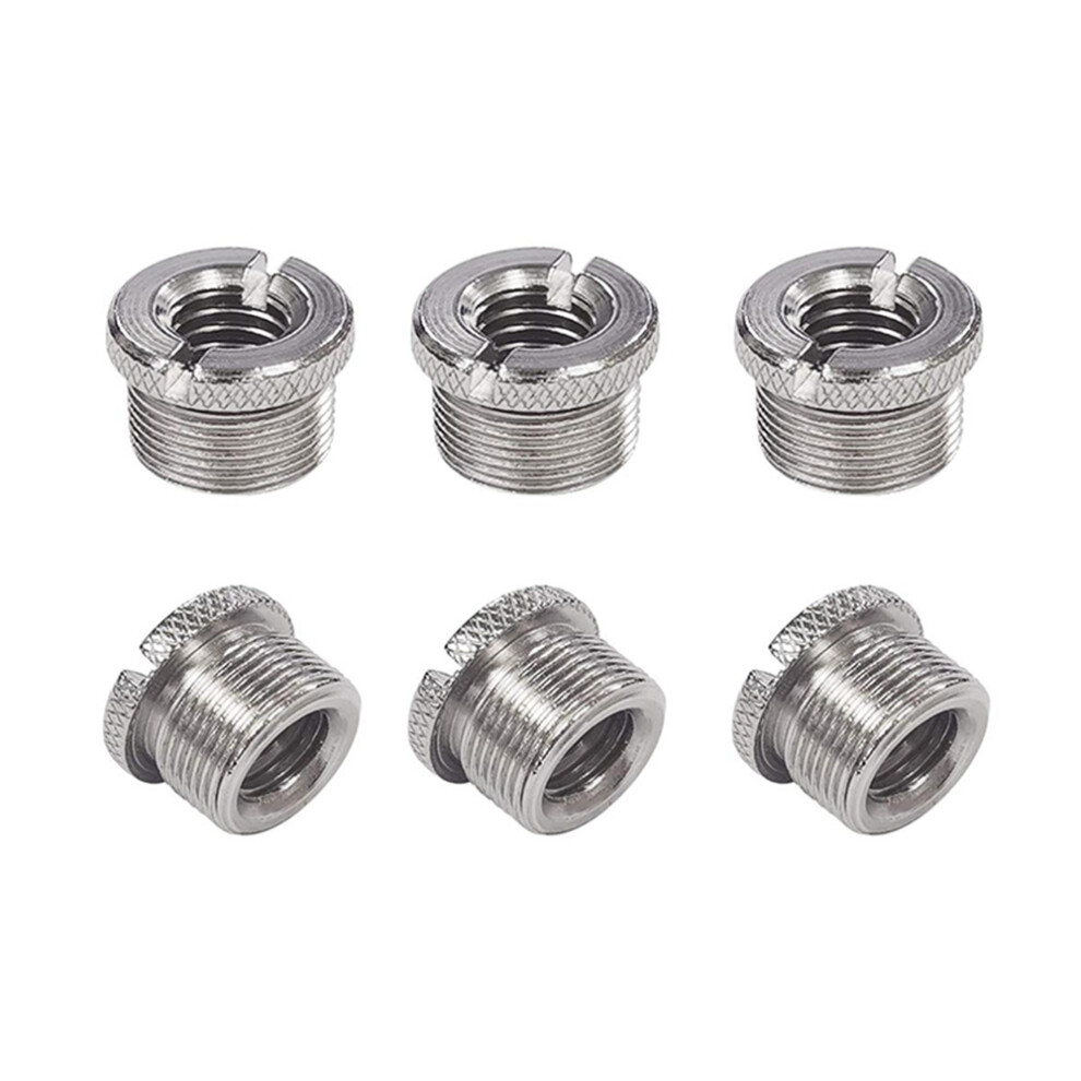 6 Pcs 5/8 Inch Male To 3/8 Female Mic Converter Threaded Screw Adapter With Knurls For Microphone Stands Mounts 4853273285454
