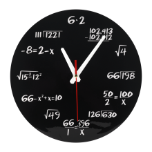 Math Wall Clock , Formulas Quiz in Black and White Equation for Home, Office