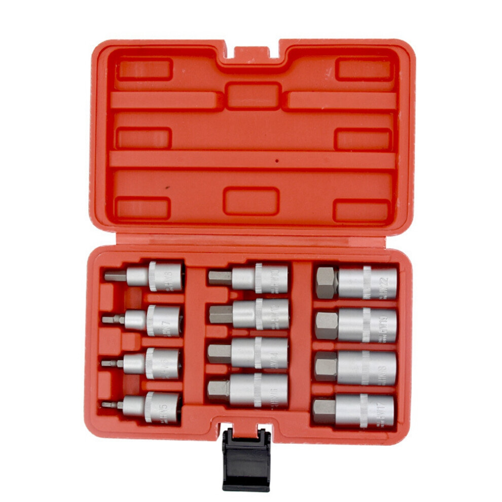 12Pcs 1/2 Inch Drive Impact Hex Bit Socket Set H5 H6 H7 H8 H10 H12 H14 H16 H17 H18 H19 H22 Key Sockets Hand 4853273278074