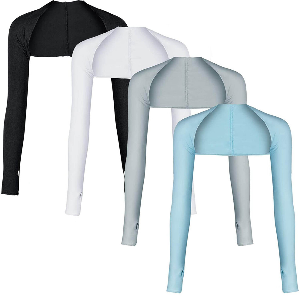 4 Pcs Summer Ladies Cooling Shawl Arm Sleeves Sun Uv Protection With Finger Hole For Golf,Driving,Riding,Fishing 4853273284044
