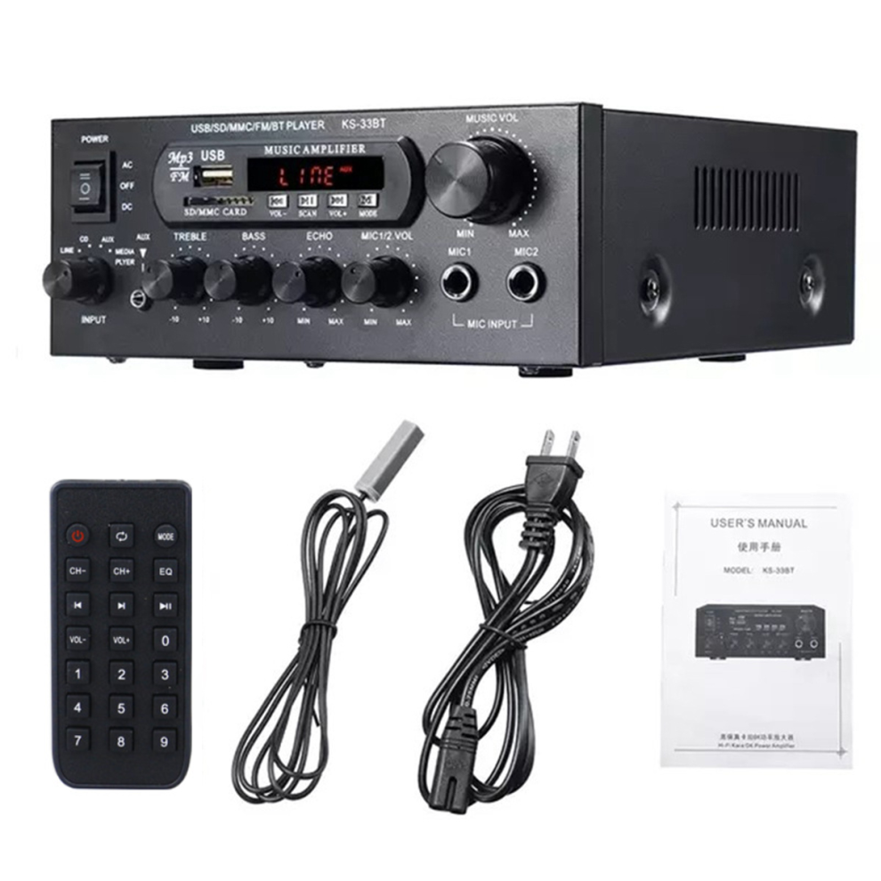1200W 220V Bluetooth Amplificador Hifi Digital Amplifier 33Bt Stereo Led Audio Aux Fm Radio Eu Plug 4853273289506