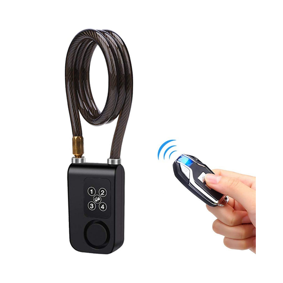 Cycling Security Lock Wireless Remote Control Anti-Theft Vibration Alarm Electric Code Chain Black-image-OPC-PJZC9VC-NEW