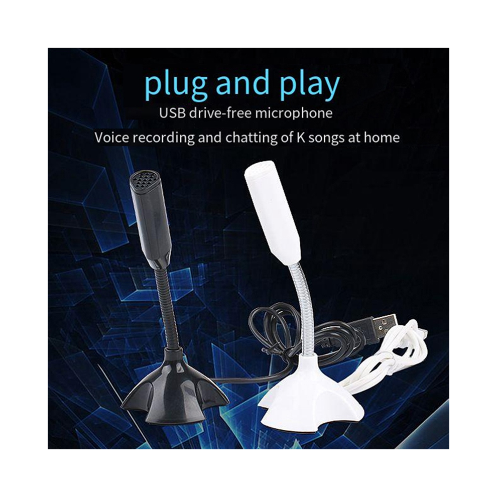 Usb Laptop Microphone Voice Mic High Sensitivity Mini Studio Speech Stand With Holder Gaming Conference For Pc, White 4853273209177