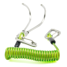 Double Head Dive Reef Rafting Hook Stainless Steel Spiral Coil Spring Cord Safety Accessory - Green