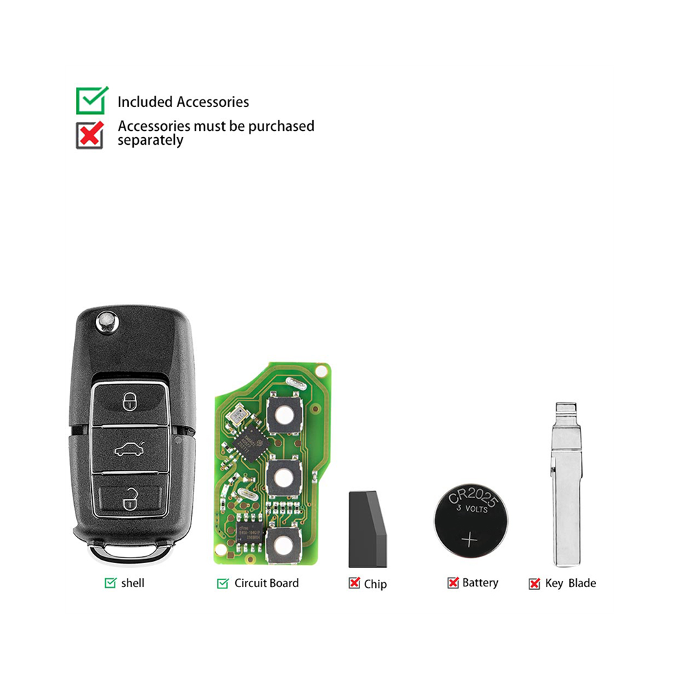 Xkb506en Universal Wire Remote Key Fob 3 Buttons For B5 Type Vvdi Tool 5Pcs/Lot 4853273214485