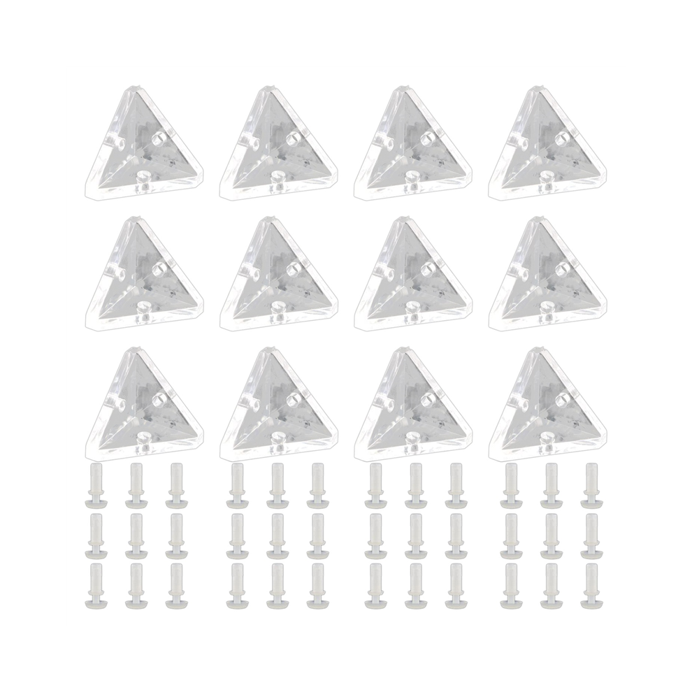 12Pcs Acrylic Corner Brackets With Semitransparent Screws Clear 3-Hole Right Angle Joint Brace 4853273213860