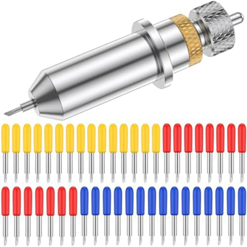 46Pcs Vinyl Cutter Blades 30 45 60Plotter Cutting with Holder Base Hardness Lettering Blade Replacement Set