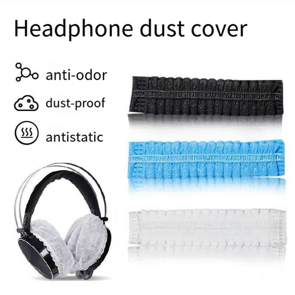 100Pcs/Set Gaming Cafe Disposable Headset Cover Non-Woven Headband Dustproof Sweatproof Cover, Black 4853273232908