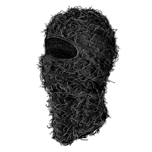 Maschera da sci in maglia effetto invecchiato, con cappuccio integrale, per uomo e donna, colore nero