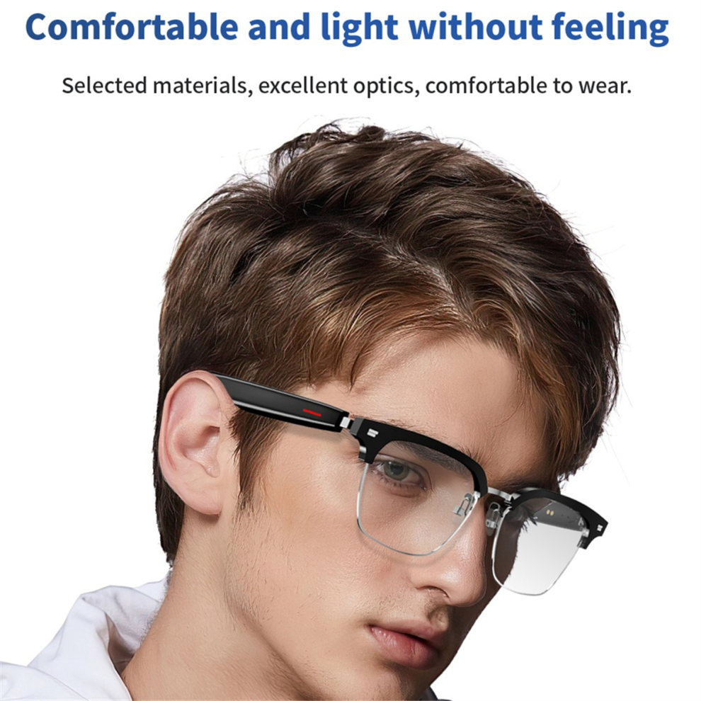 E13 Smart Glasses Wireless Bluetooth 5.0 With Headphones Hands-Free Calling Music Photograph, C Black 4853273229243
