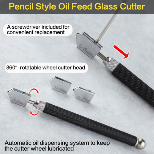 7 PCS Glass Cutter Tool Set Includes Adjustable Circular with Round Knob Handle and Suction Cup 2
