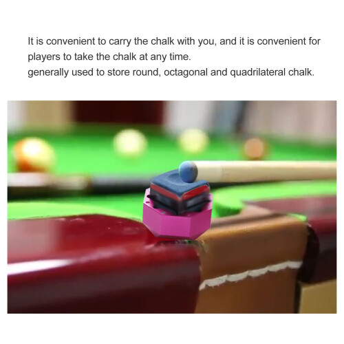 Octagonal Aluminum Billiard Chalk Holder 2-Layer Pink, 3.5cm 2