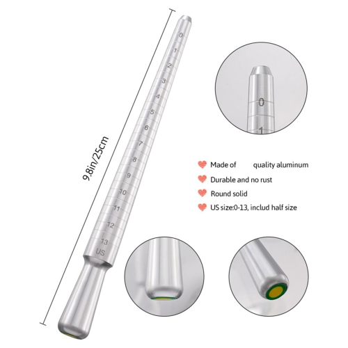 Ring Sizer, Can Be Hammered Solid Mandrel and Jewelry Rubber Mallet, Ntegrated Conical Sizer 2