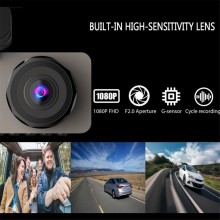 Kamera samochodowa 3-kanałowa, przód i tył 1080P HD, noktowizor, szeroki kąt widzenia 170, nagrywanie w pętli