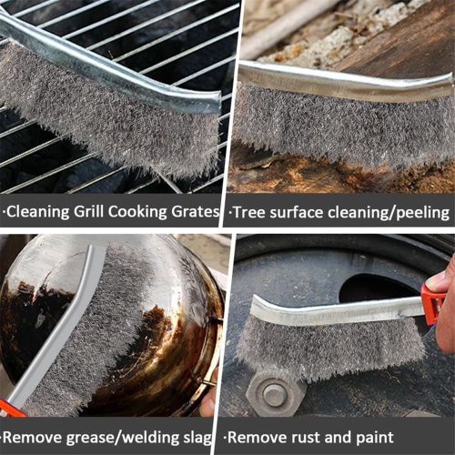 Wire Brushes Scratch Grill Brush Rust Removal Stainless Steel Bristles Tool with Plastic Handle 2