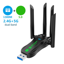 New USB Network Card 1300M Bluetooth 5.0 2-in-1 Computer 2.4G 5GHZ Wireless WiFi Receiver Dual-Band Through Walls