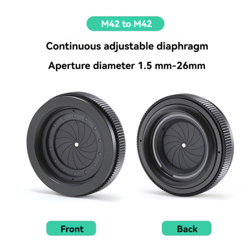 1.5-25mm Manual Aperture Adjustable Mechanical Iris Diaphragm for Digital Camera Microscope M42 to 2