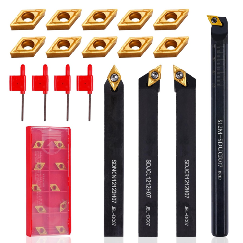 Indexable Lathe Turning Tools 14 Pcs Set 1/2 Inch for Boring Grooving Cutting Threading Carbide