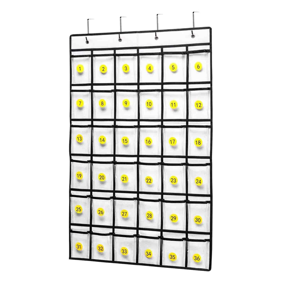 Tauoh Cell Phone Pocket Diagram, Classroom Organizer Calculator Holder Door Hanging Jewelry Storage Box - 36 Clear Pockets