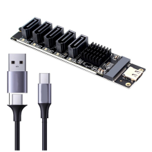 Karta rozszerzeń TYPE-C do 5 portów SATA3.0 JM575+JMS580 SATA3 6 Gb/s USB10G do rozbudowy komputera serwerowego PC