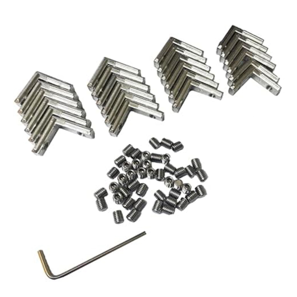 24Pcs 2020 Series L-Shape Interior Inside Corner Connector Joint Bracket With Screws Silver 4852867416182