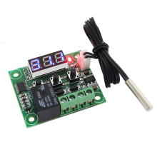 Módulo controlador de temperatura W1209 de 2 piezas con carcasa, pantalla LED, termostato digital, sonda impermeable
