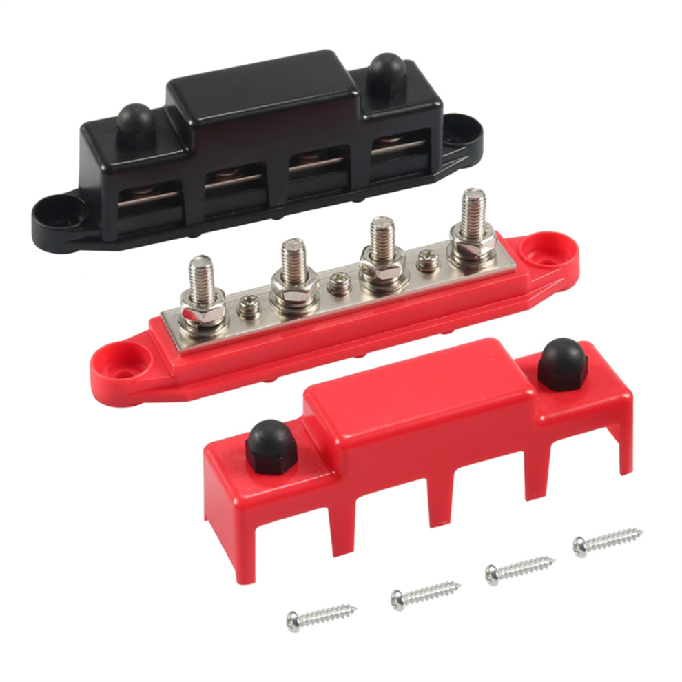 12V Bus Bar 4 Post 300A Power Distribution Block 5/16Inch Battery Terminal Stud With Cover And Wire Lugs 4852867430041