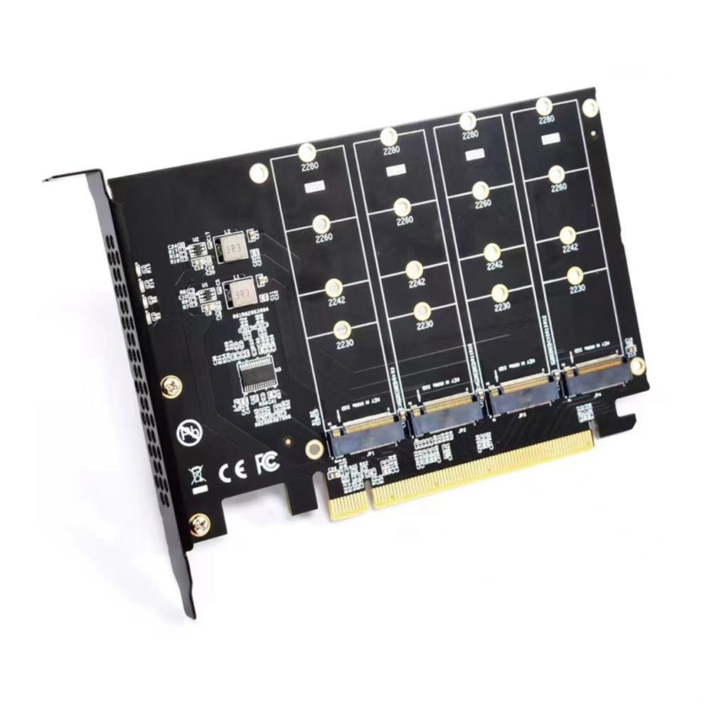 M.2 Nvme To Pcie X16 Adapter Converter Card 4 Port Expansion For 2230 2242 2260 2280 Ssd 4852867438979
