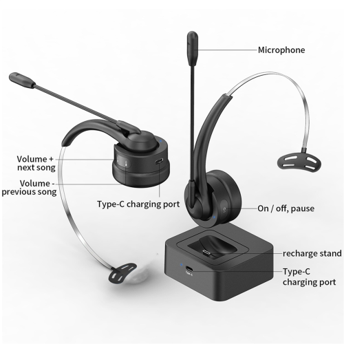 Cuffie auricolari BT 5.4 wireless per call center, con microfono antirumore 2