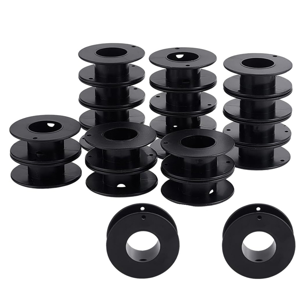 20Pcs Empty Spools, 2.1X0.7 Inch Plastic Thread Spools Ribbon Craft Wire Spool Weaving Bobbins Black 4852867437477