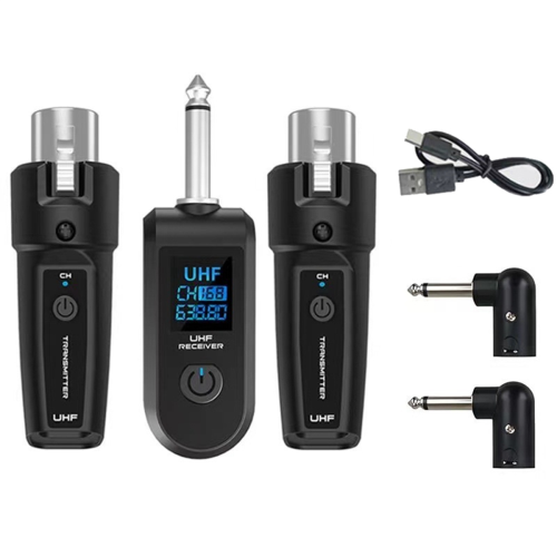 6.35mm UHF XLR Adapter System Wireless Microphone Transmitter Receiver for Dynamic Guitar Audio Mixer PA 2