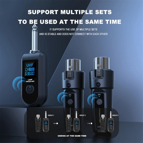 6.35mm UHF XLR Adapter System Wireless Microphone Transmitter Receiver for Dynamic Guitar Audio Mixer PA