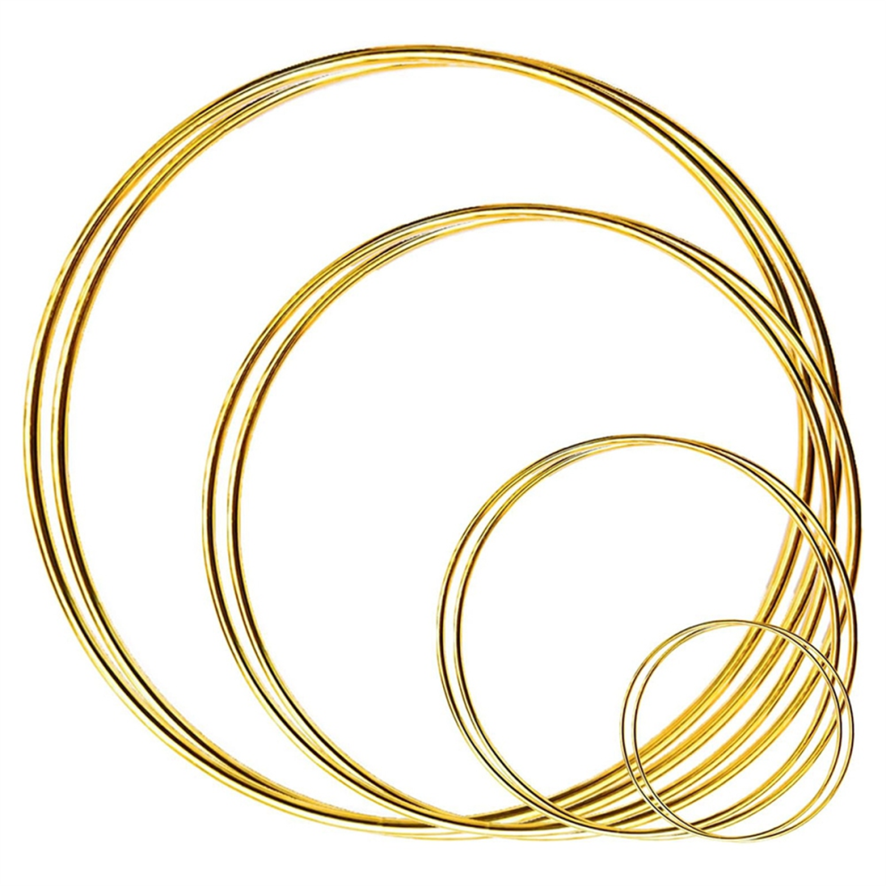 8Pcs Metal Floral Hoop Wreath-Macrame Rings For Wedding Decor And Diy Dream Catcher Wall Hanging Crafts Gold 4852867441696