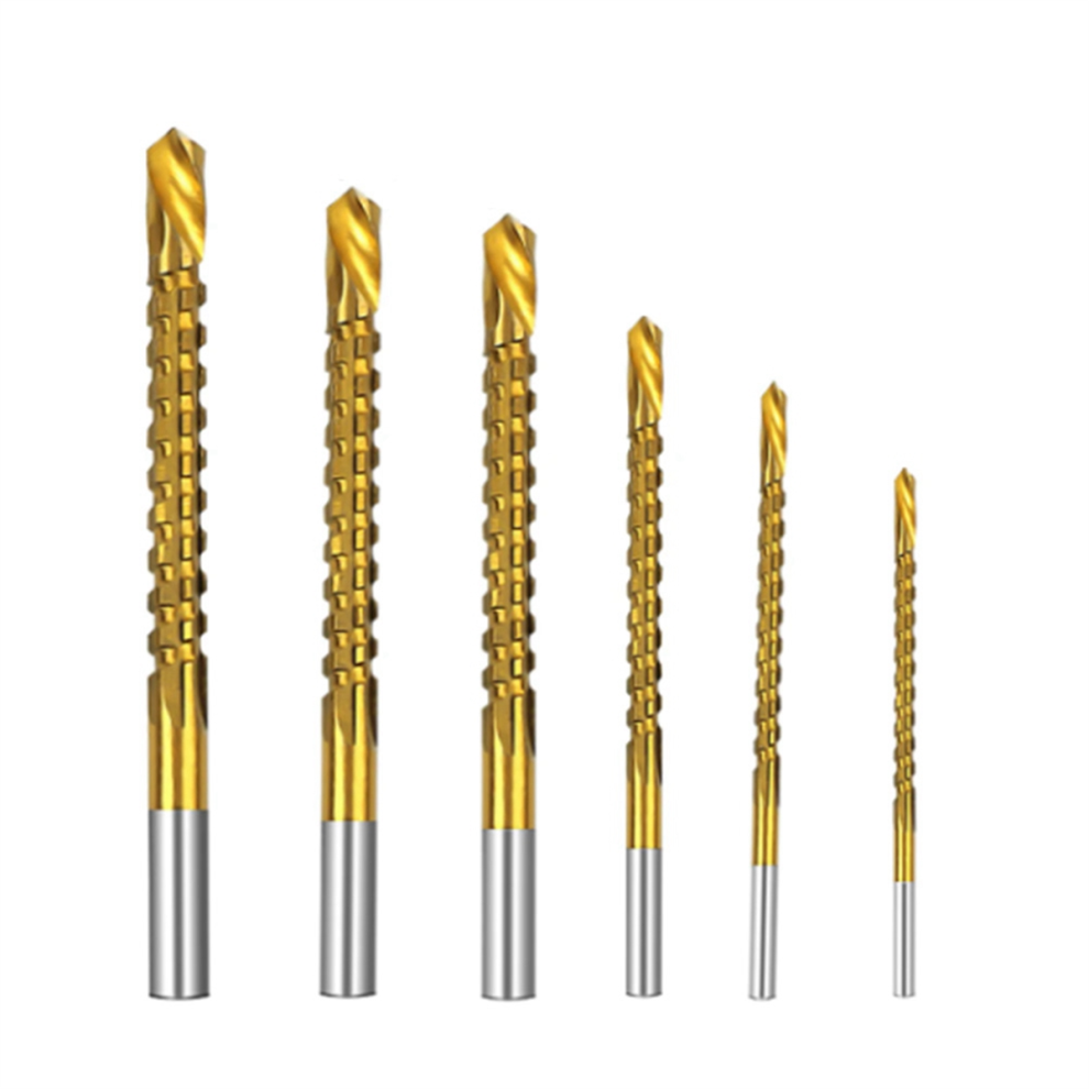 6PCS/Set Titanium Coated Drill Bit Spiral Jagged Saw Composite Twist-image-OPC-PJZCRHC-NEW