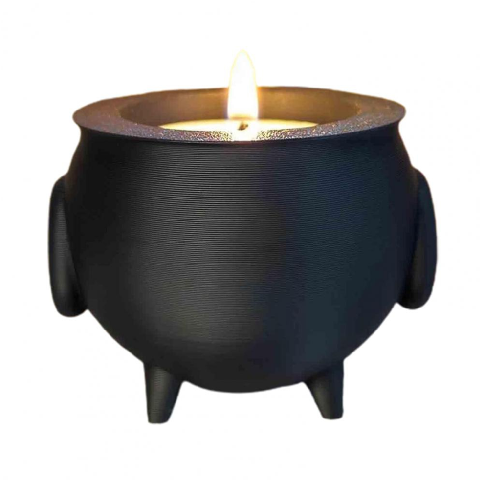 Cauldron Tea Light Holder Halloween Spooky 3D Printed Black Witch Jar Candle Festival Partys Desktop Decoration B-image-OPC-PJZCRQH-NEW