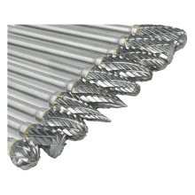Set di 10 punte per fresa in carburo compatibili con utensili rotanti da 1/8 di pollice, design a doppio taglio, per metallo, legno, pietra, acciaio