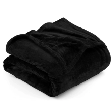 (Double, Black) ThicK Warm Super Soft Large Blanket Faux Fur Fleece Bed ALL Size UK