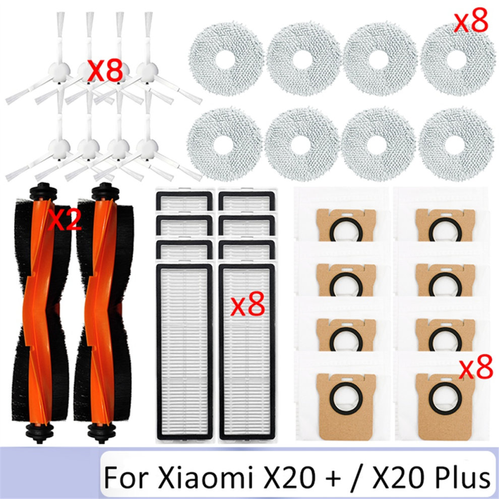 34Pcs For Robot Vacuum X20+ X10+ /X20 Plus Cleaner Accessories Main Side Brush Mop Cloth Dust Bag Filter 4852867443713