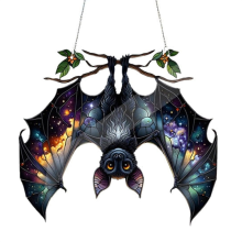 Halloween Nietoperz Witraż Wiszący Akrylowa Sztuka Ścienna Dekoracja Duchy Festiwal Kolorowy, B