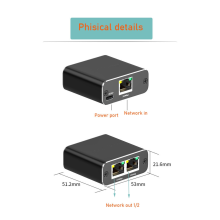 Splitter Ethernet da 1 a 2 switch ad alta velocità, porta Gigabit da 1000 Mbps con cavo di alimentazione