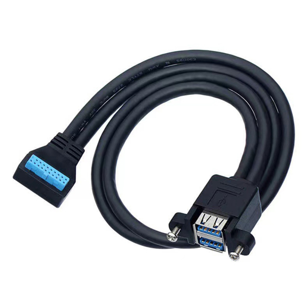 90 Degree Up/Down Angle Usb 3.0 19/20Pin To Dual Usb-A Female Port Adapter Cable Motherboard Internal Extension Cord A 4852867464350