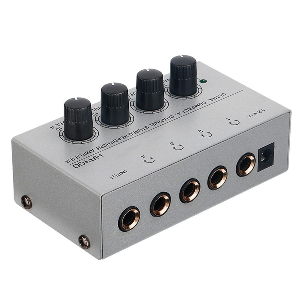 Headphone Amplifier With Audio Cable,Ha400 4-Channel Metal Stereo Amplifier,For Sound Mixer Pc Guitar Eu Plug 4852867468815