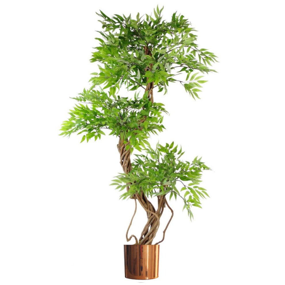 Leaf 140Cm Realistic Artificial Japanese Fruticosa Ficus Tree, Copper Green