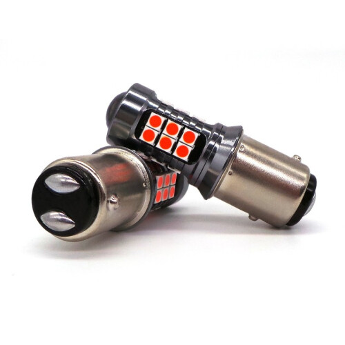 2Stück P21/5W LED-Glühbirne BAY15D 12V CANBUS 1400lm rot Off-Road