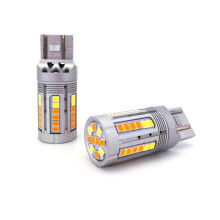 2 pcs W21/5W LED bulb 7443 12-24V white-orange without error
