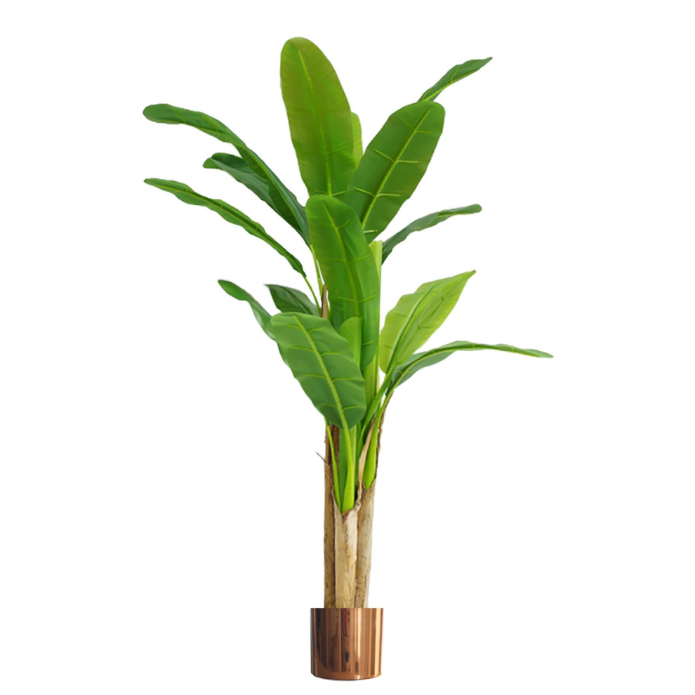 Leaf 180Cm Artificial Banana Tree Tropical Plant Copper Metal Planter