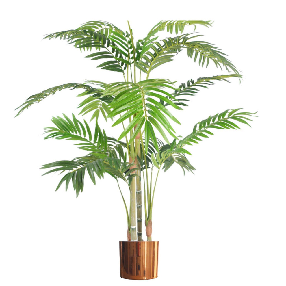 Leaf 120Cm (4Ft) Premium Artificial Areca Palm With Pot With Copper Metal Planter