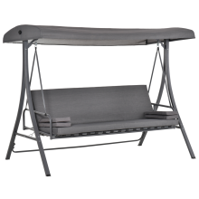 2-in-1 Swing Chair 3 Seater Bench Hammock Bed Adjustable Canopy Pillow, Grey