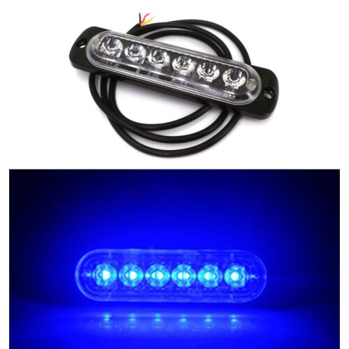 Stroboscooplamp 6 LED 12V-24V, blauw